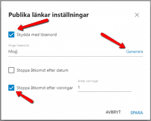 Publik lank installningar