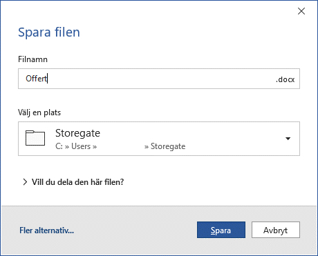  Save files directly from Office to your Swedish cloud service