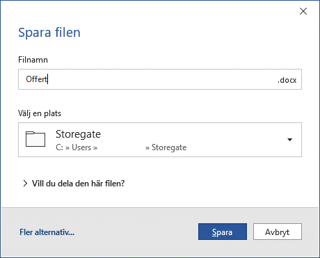  save files directly from Office to your Swedish cloud service