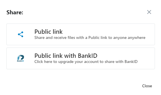 File sharing via Storegate BankID